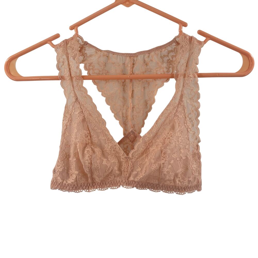 VICTORIA'S SECRET Bralette Small Lace Bra Unpadded Peach Lingerie Intimates Sexy